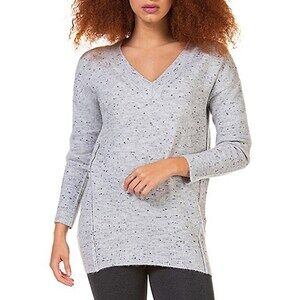 Dex Women's Speckled V-Neck Sweater Grey Melange/Black Speckle Size S